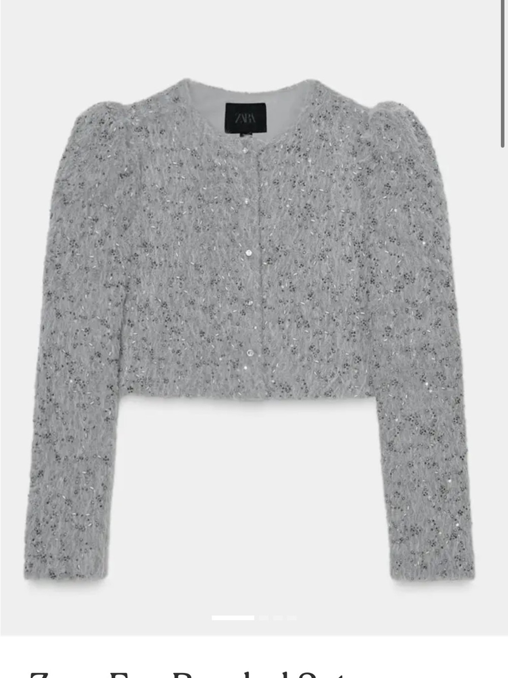 Zara Women's Grey Faux Fur Sequin Beaded Knit Shorts & blazer
